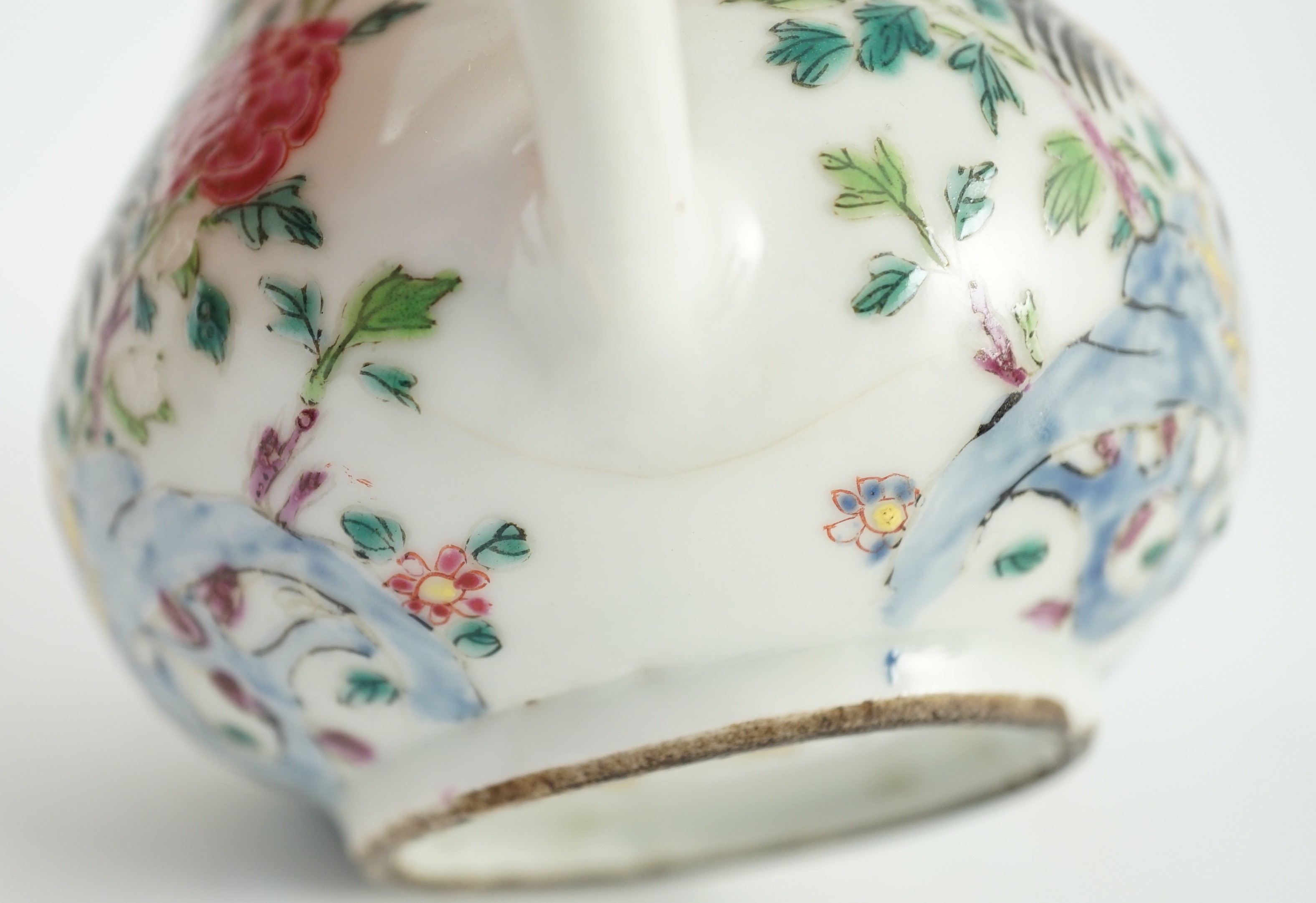 A Chinese famille rose ‘cockerel’ teapot, Yongzheng period, 12 cms high, 11.5cm high